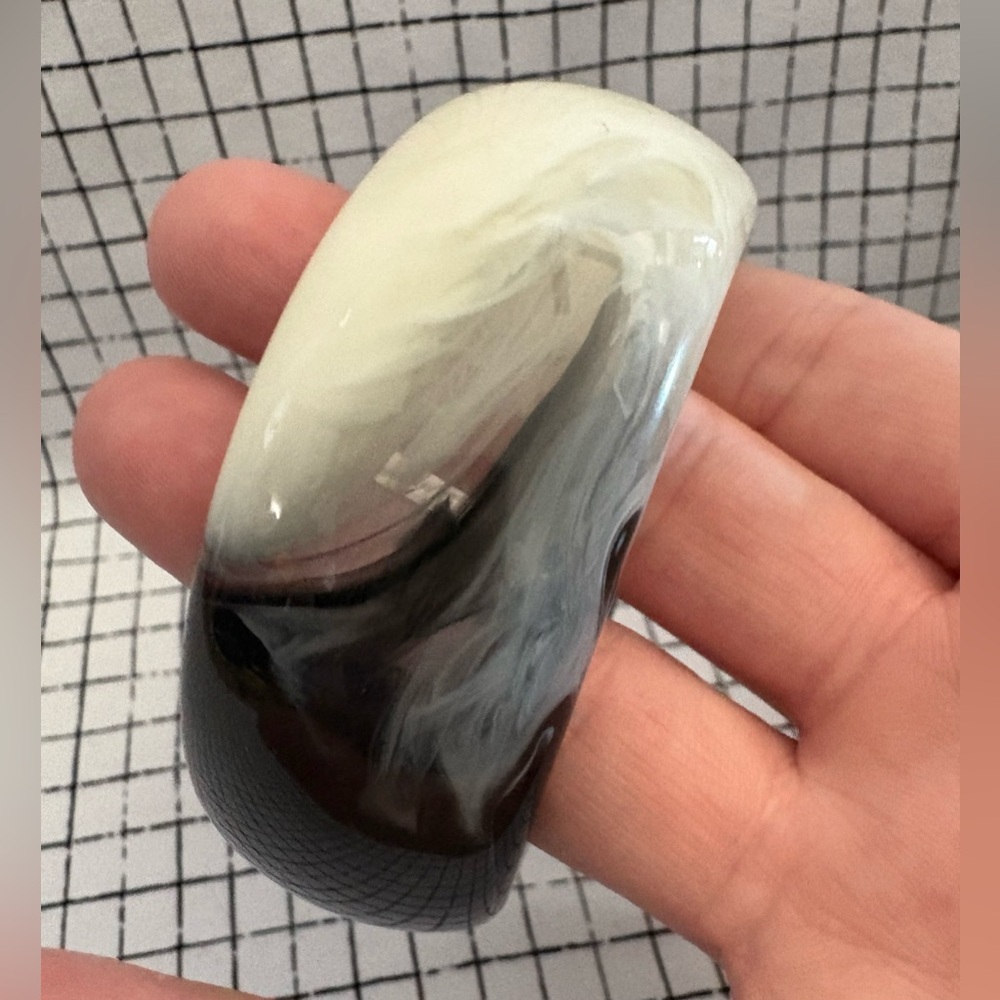 Milky Black White + Gray Chunky Bangle Bracelet Kenilworth